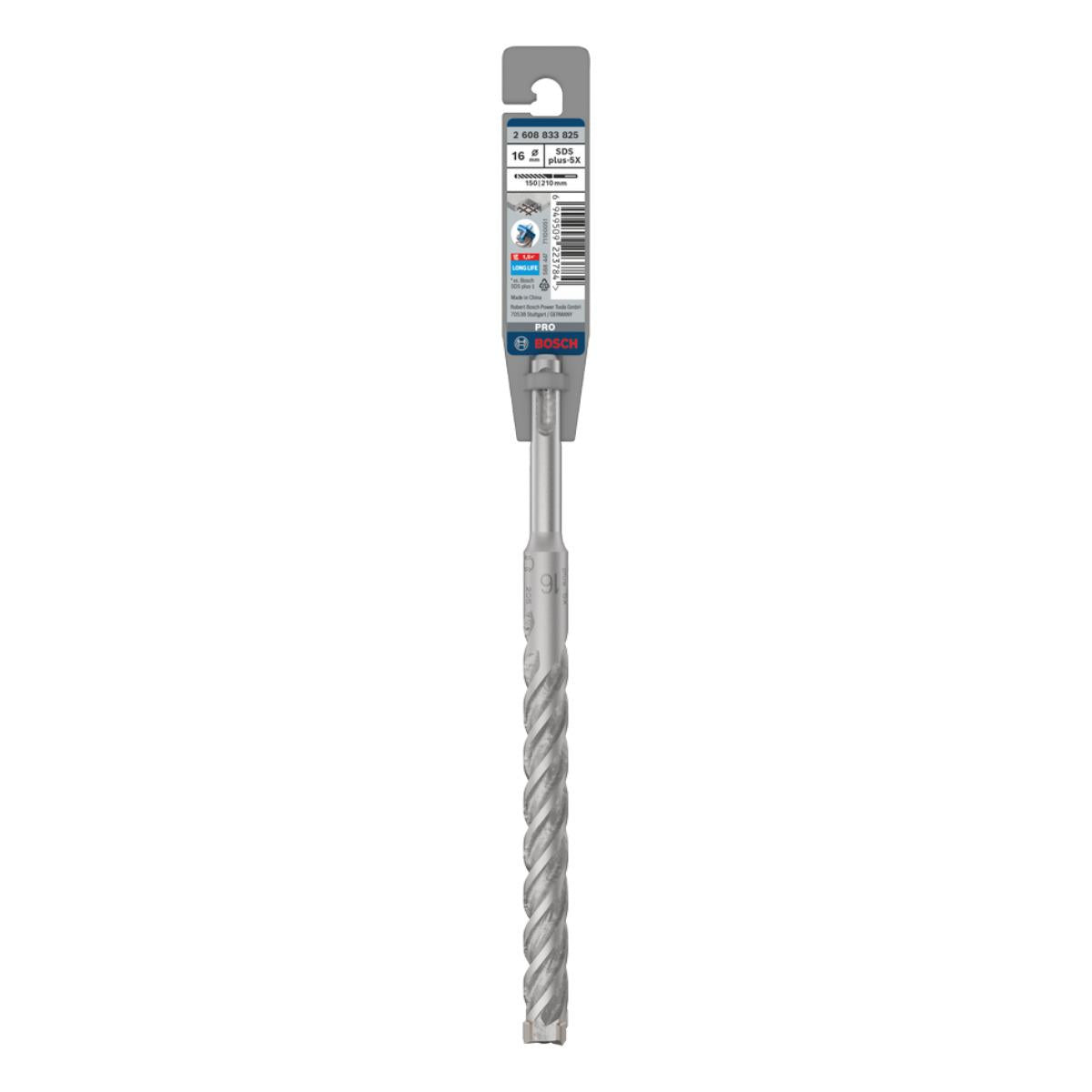 Bosch PRO SDS Plus-5X 16mm x 150mm x 210mm Hammer Drill Bit 2608833825