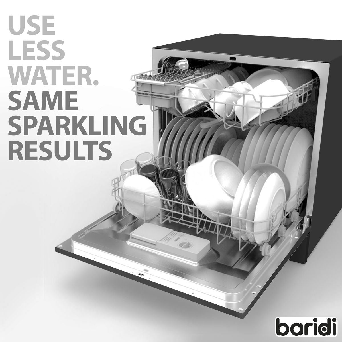 Sealey DH88 Baridi Tabletop Dishwasher 8 Place Settings 8L Capacity Black 230V/1500W