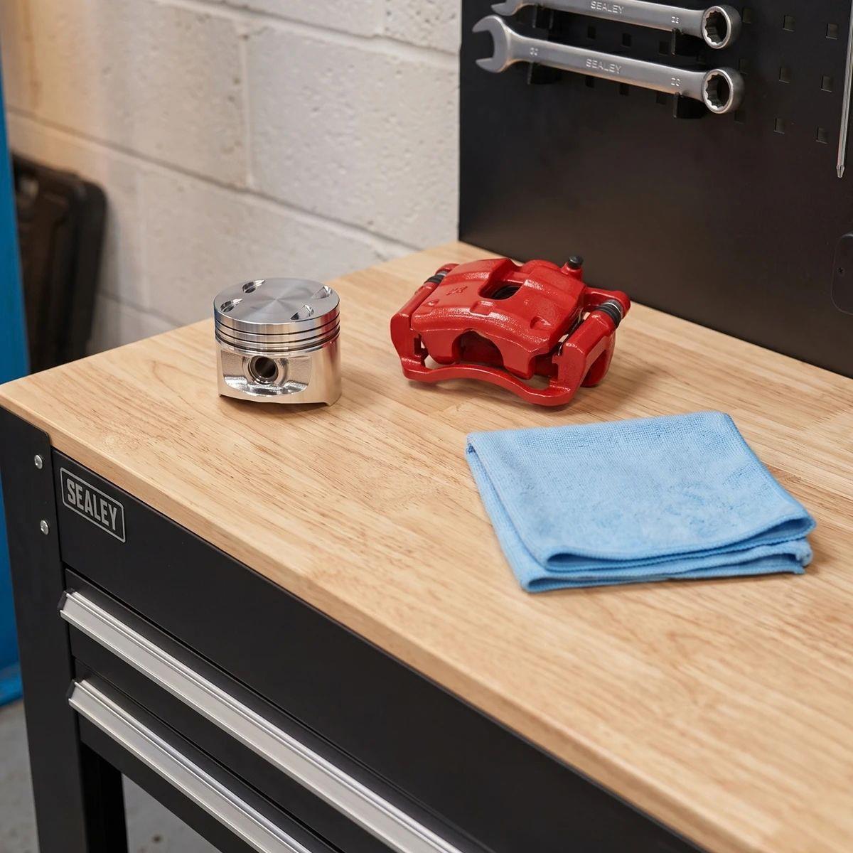 Sealey AP12701 Superline PRO Workbench with Pegboard Back Panel, Power Bar & Wooden Worktop