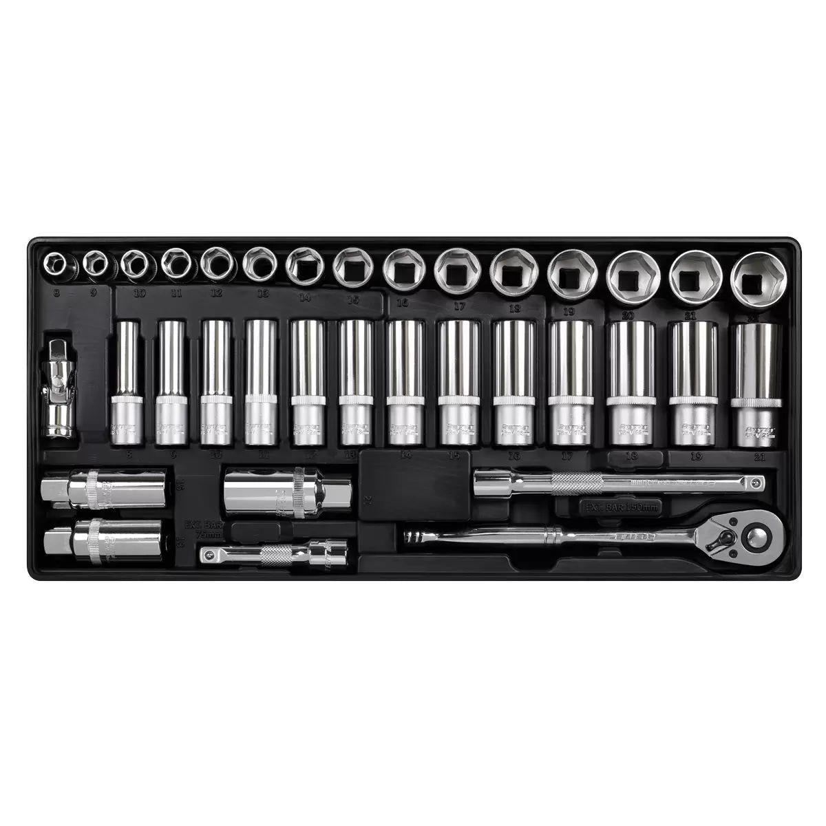Sealey TBT20 Premier Socket Set with Tool Tray 3/8