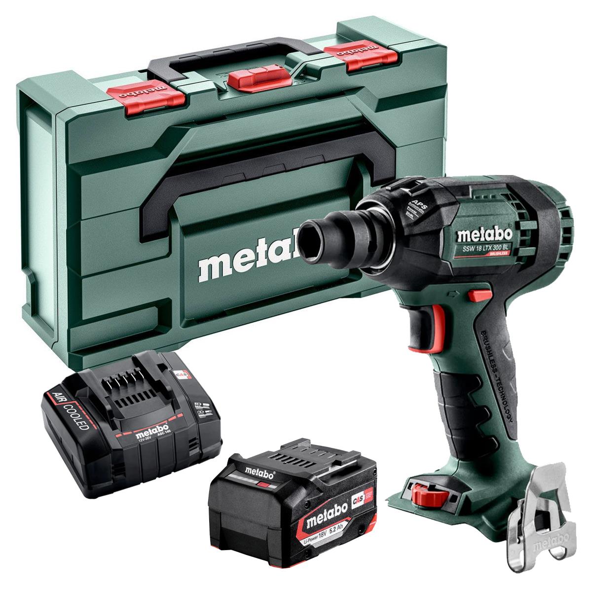 Metabo SSW 18 LTX 300 BL 18V Brushless Impact Wrench With 1 x 5.2Ah Battery Charger & Case
