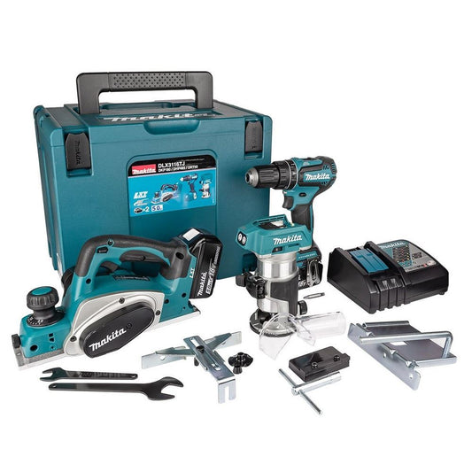 Makita DLX3116TJ 18V LXT 3 Piece Combo Kit With 2 x 5.0Ah Batteries, Charger In Case