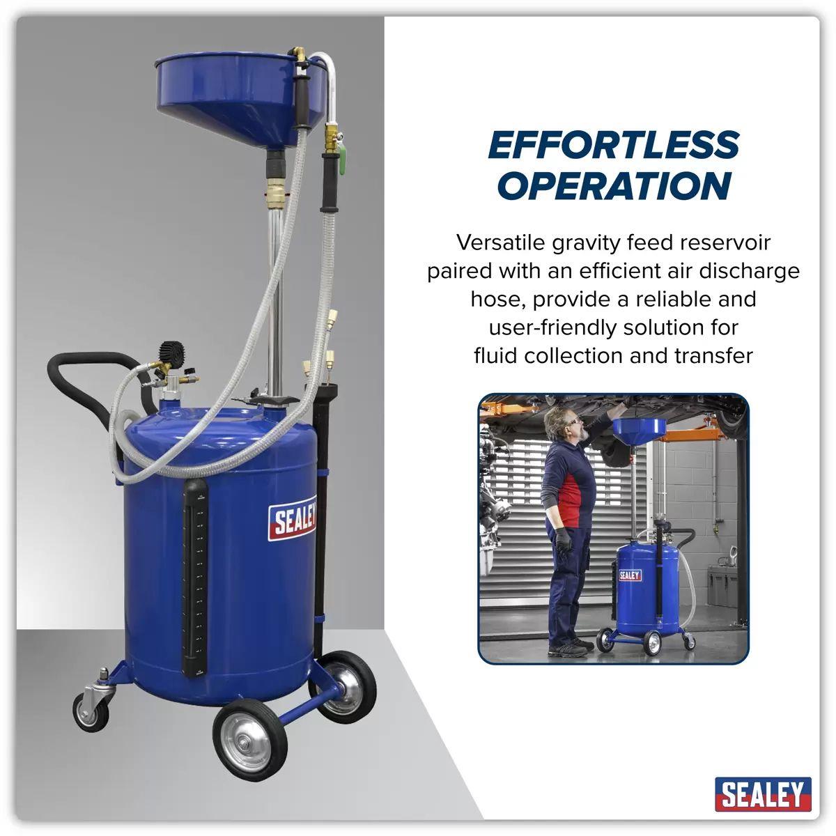Sealey AK459DX 90L Air Discharge Mobile Oil Drainer with Probes