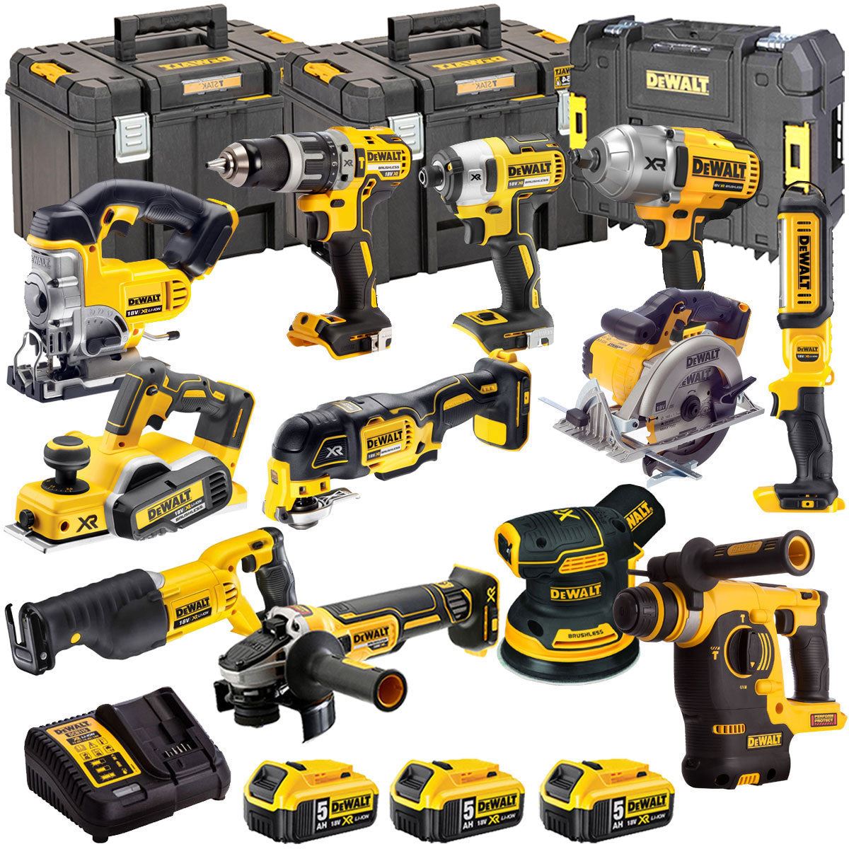 Dewalt 18V 12 Piece Power Tool Kit with 3 x 5.0Ah Batteries T4TKIT-486