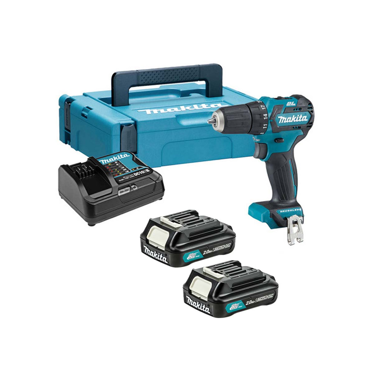 Makita DF332DSAJ 12V max CXT Drill Driver With 2 x 2.Ah Batteries, Charger & Case