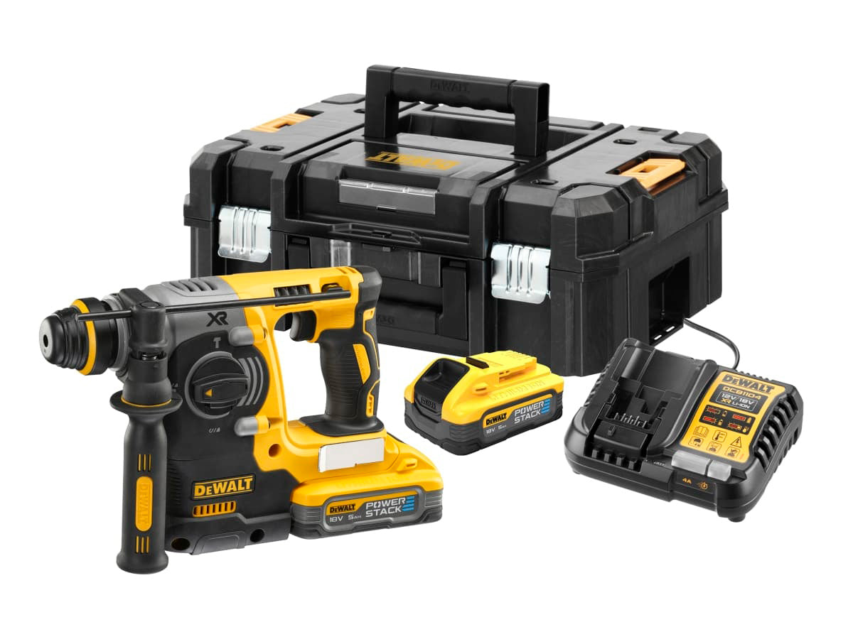 Dewalt DCH273H2T 18V XR Brushless SDS Plus Hammer Drill with 2 x 5.0Ah Batteries Charger & Heavy-duty Kitbox