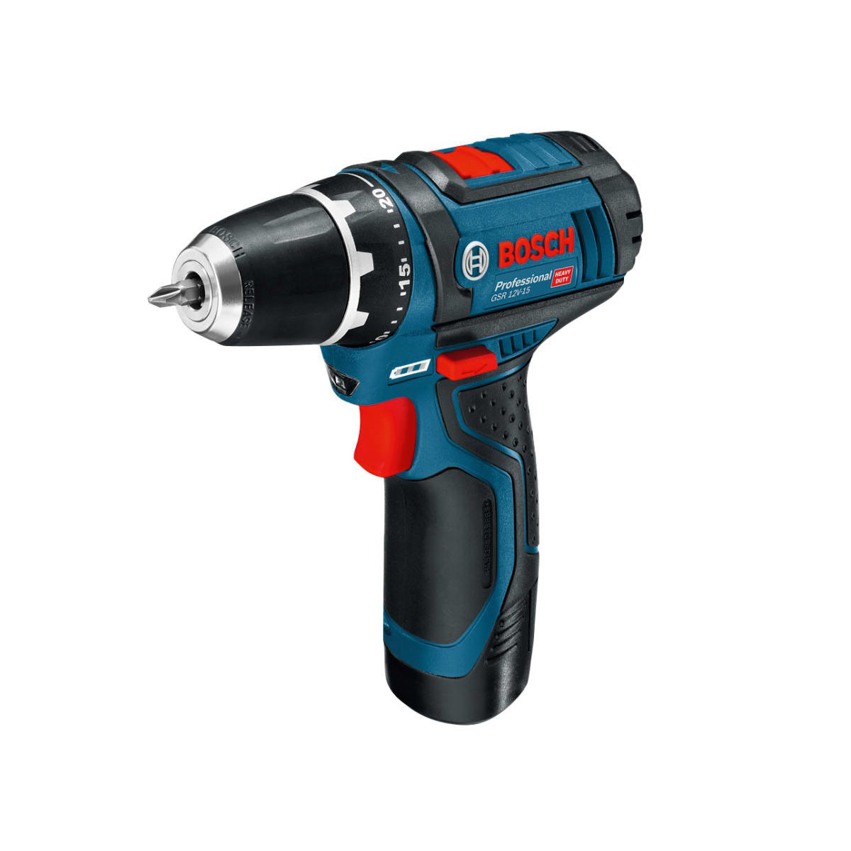 Bosch GSR 12V-15 Professional Drill Driver with 2 x 2.0Ah Batteries & Charger in Bag 060186817A