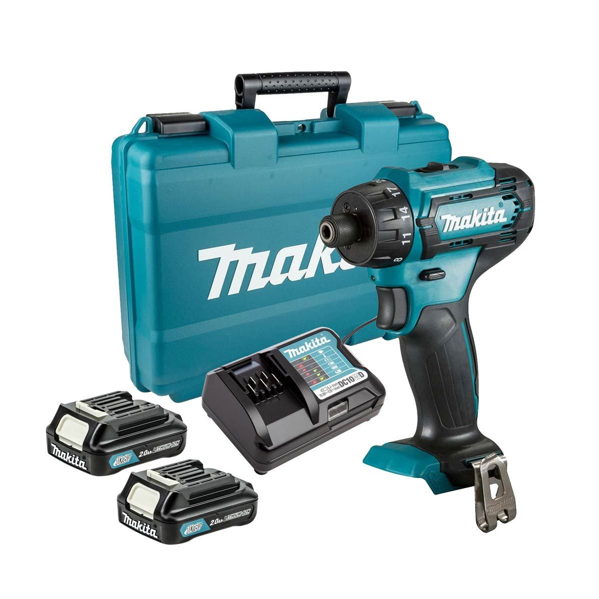 Makita DF033DWAE 12V max CXT Drill Driver With 2 x 2.0Ah Batteries, Charger & Carrying Case