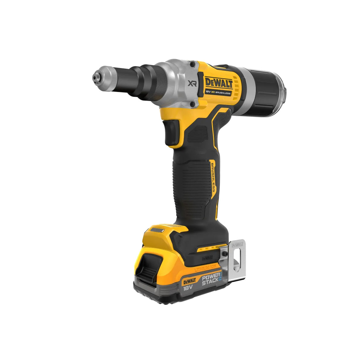 Dewalt DCF414E2T 18V XR 1/4'' Brushless Riveter 2 x 1.7Ah Batteries Charger & Kitbox for Efficient Fastening