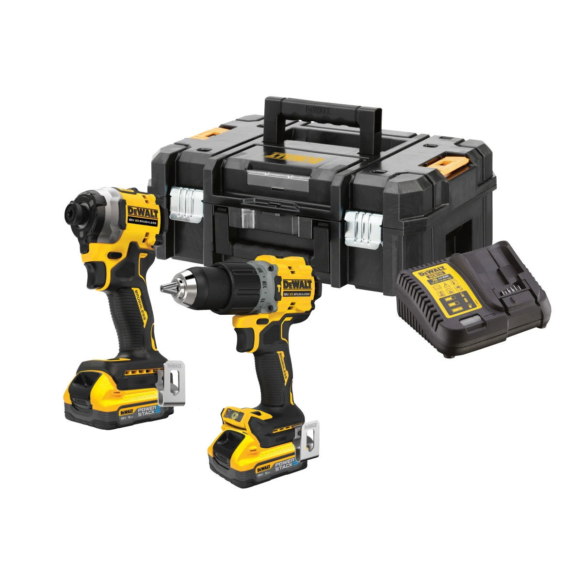 Dewalt DCK2050H2T 18V XR Brushless Combi Drill & Impact Driver with 2 x 5.0Ah Batteries Charger & Toolbox