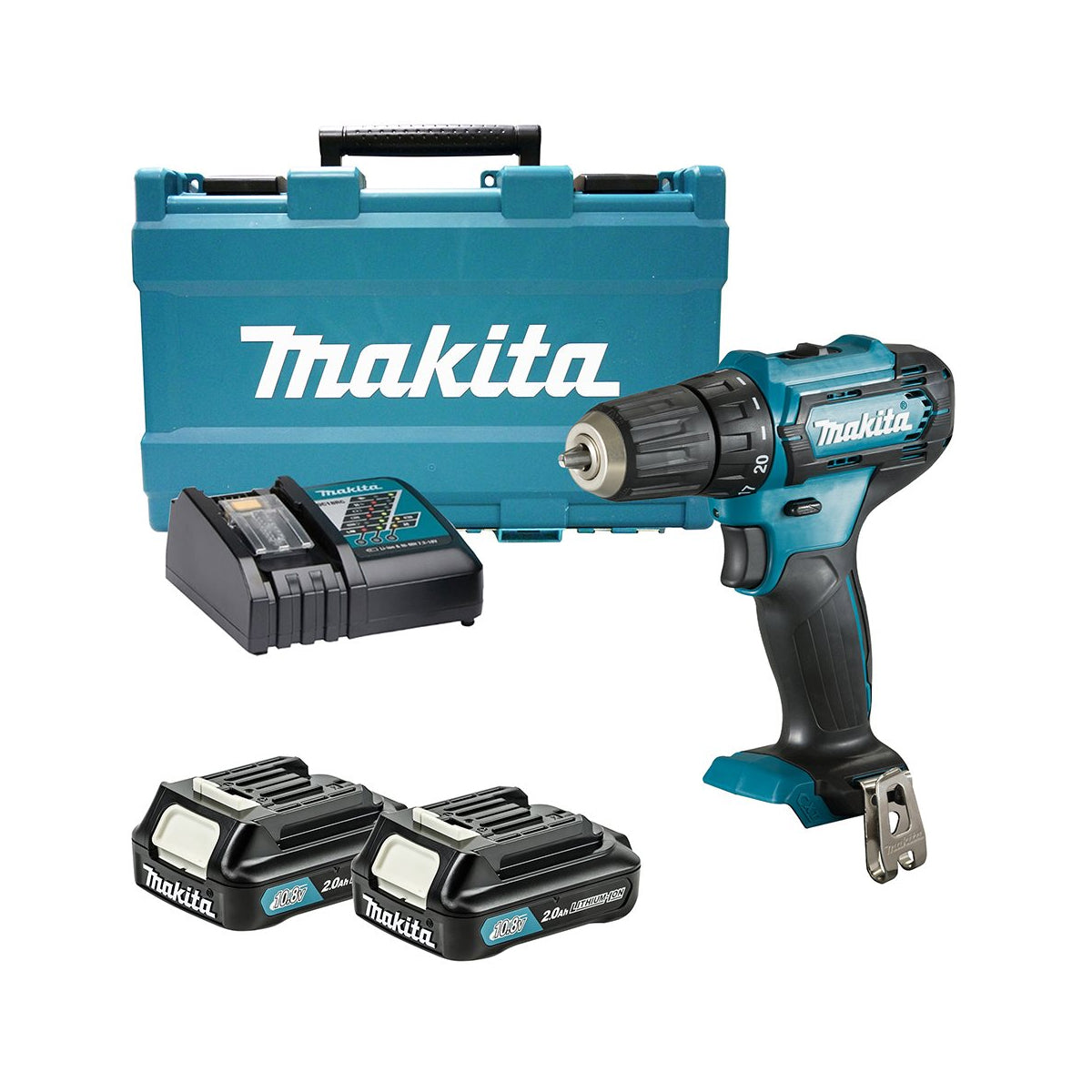 Makita DF333DWAE 12V max CXT Drill Driver With 2 x 2.0Ah Batteries, Charger & Carrying Case