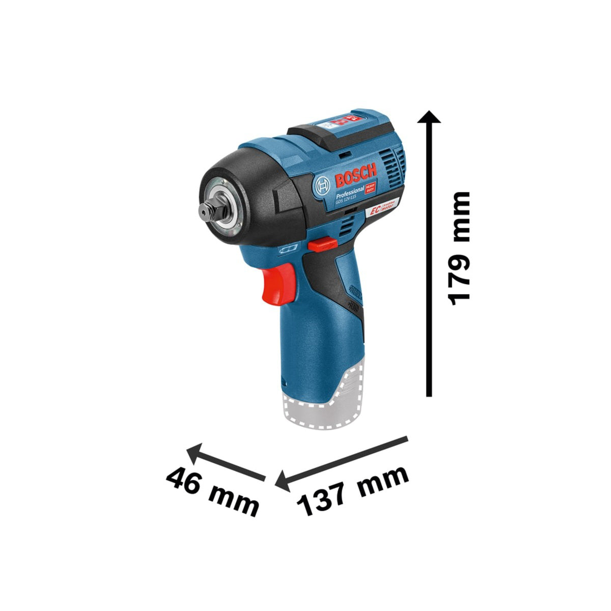 Bosch GDR 12V-115 Professional 3/8in Impact Wrench with 2-Stage Power Control Body Only 06019E0101