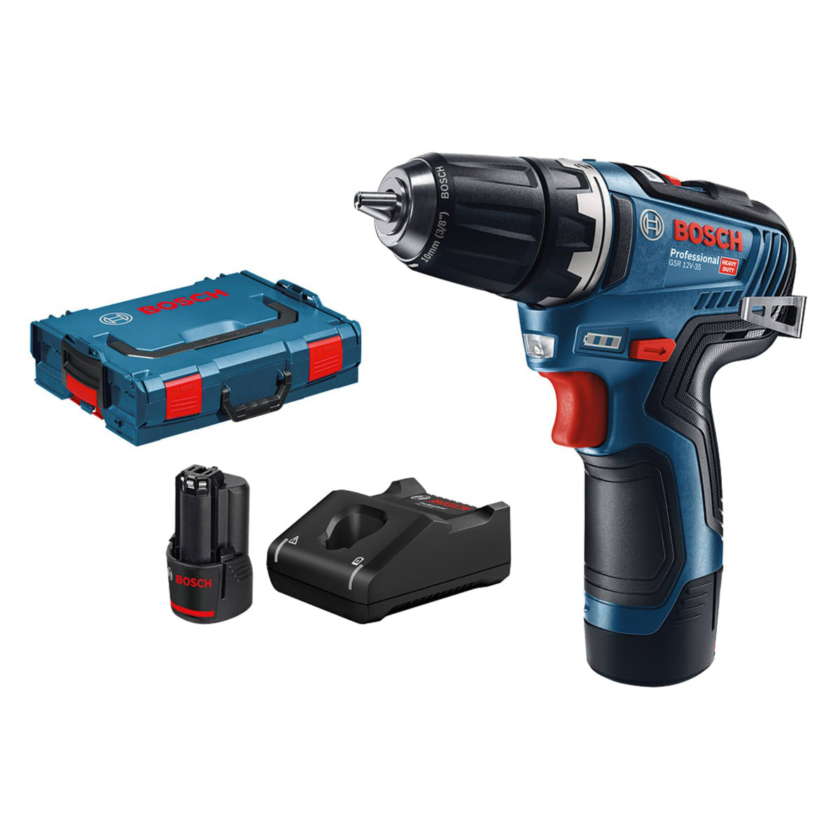 Bosch GSR 12V-35 Professional & Compact Power Drill Driver 2 x 3.0Ah Batteries & Charger in Case 06019H8070