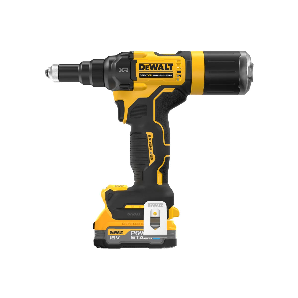 Dewalt DCF403E1T 18V XR 3/16'' Brushless Riveter with 1 x 1.7Ah Battery Charger & Kitbox Riveting Tool