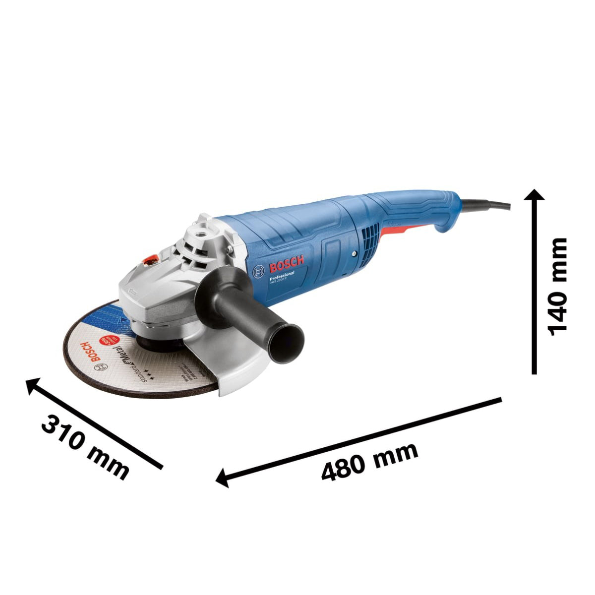 Bosch GWS 2200 P Professional 230mm Angle Grinder with Protection Switch 240V/2200W 06018F4170