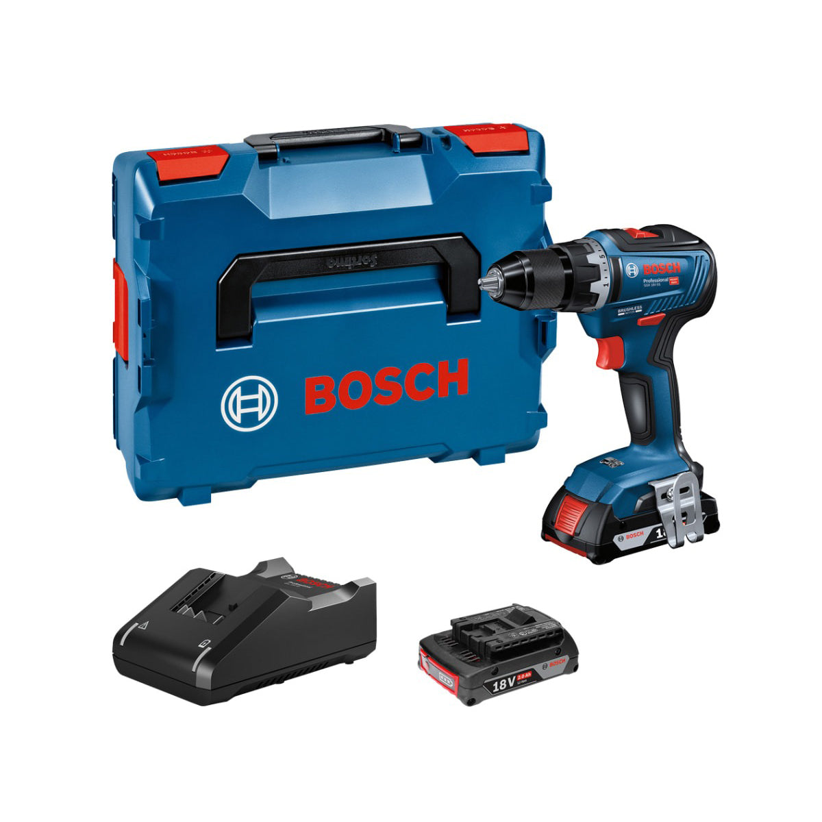 Bosch GSR 18V-55 Professional Drill Driver 2 x 2.0Ah Batteries & Charger in Case 06019H5271