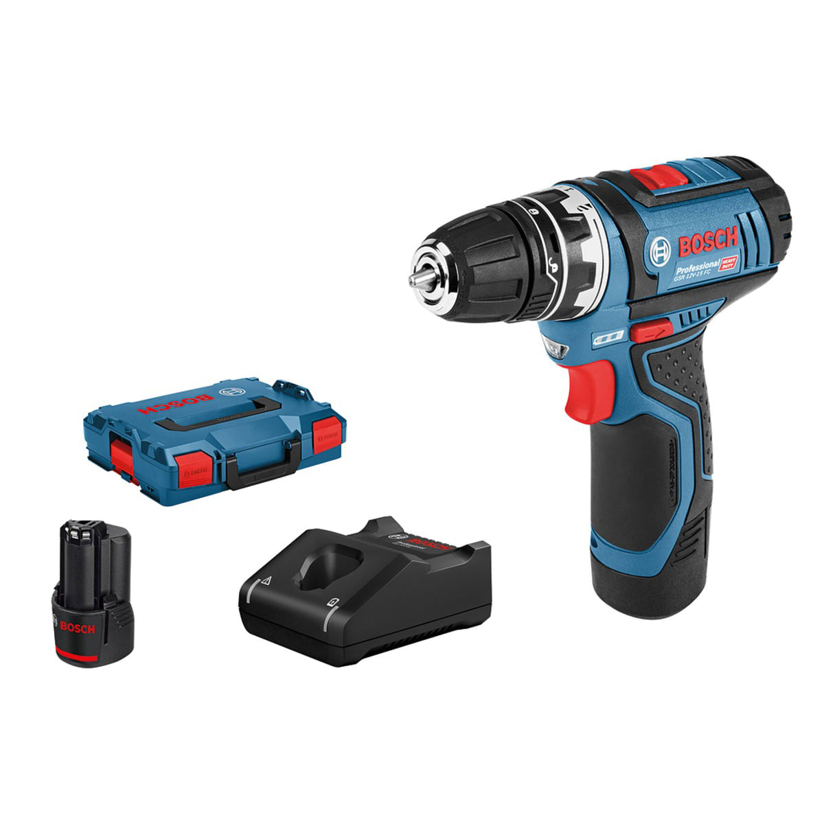 Bosch GSR 12V-15 FC Pro FlexiClick Drill Driver 2 x 2.0Ah Batteries & Charger in Case 06019F6071