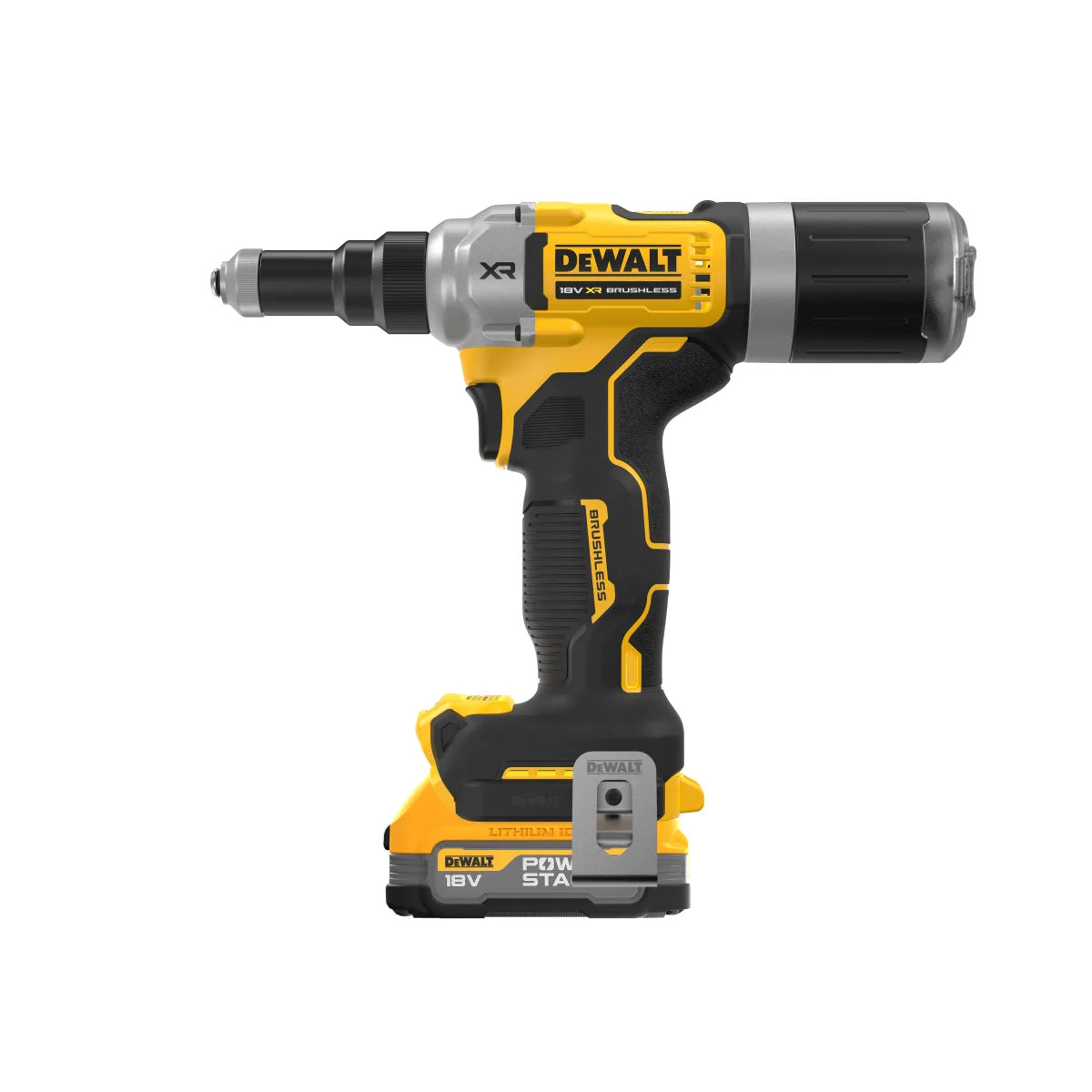 Dewalt DCF414E2T 18V XR 1/4'' Brushless Riveter 2 x 1.7Ah Batteries Charger & Kitbox for Efficient Fastening