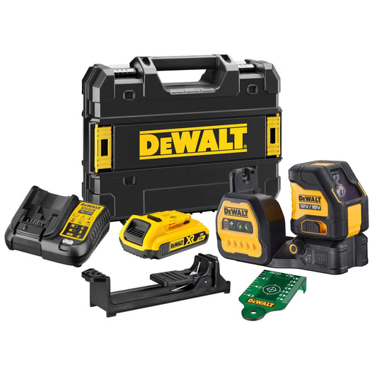 Dewalt DCE088 D1G18 12/18V Self-Levelling Cross Line Green Beam Laser 1 x 2.0Ah Li-ion Battery & Charger with Case