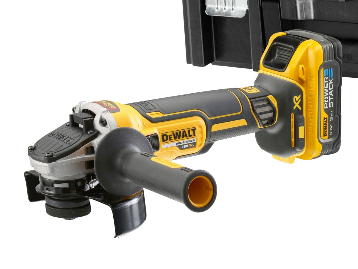 Dewalt DCG409H2T 18V XR Brushless 125mm Angle Grinder 2 x 5.0Ah Battery Charger & Case