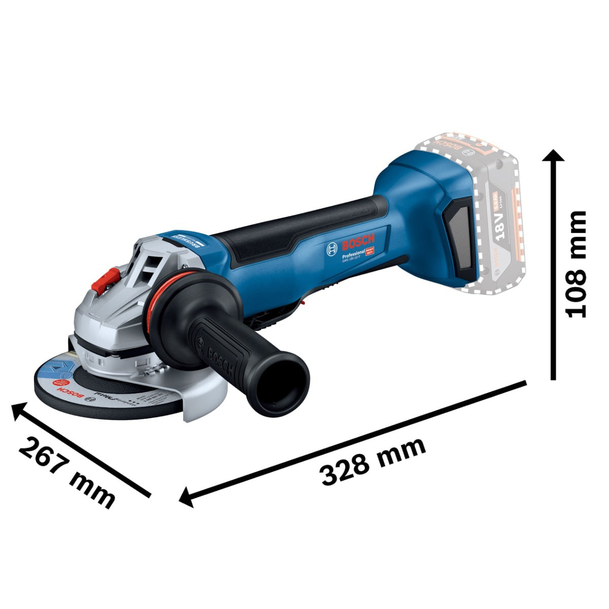 Bosch GWS 18V-10P 125mm Professional Angle Grinder with Protection Switch Body Only 06019J4100