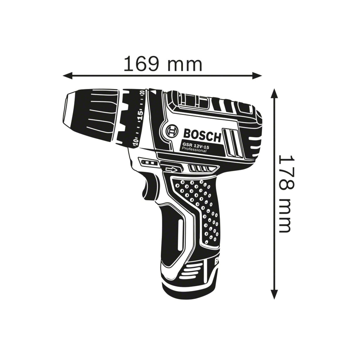 Bosch GSR 12V-15 Professional Drill Driver with 2 x 2.0Ah Batteries & Charger in Bag 060186817A