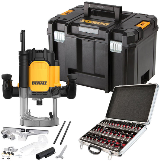 Dewalt DWE625KT 1/2in Plunge Router 2300W 110V with 1/2" 35 Piece Cutter Set