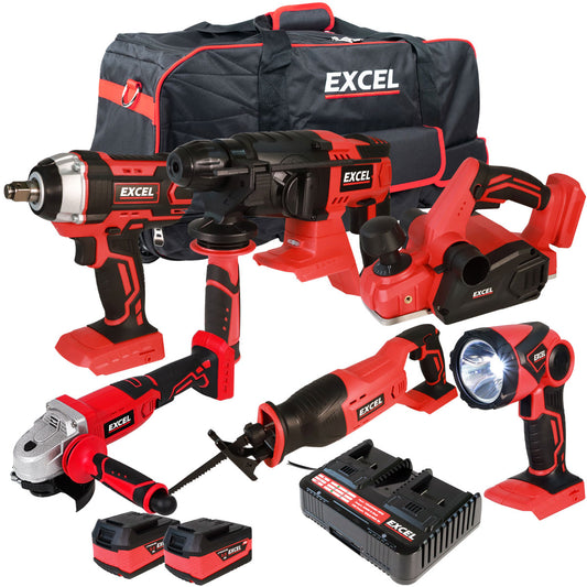 Excel 18V 6 Piece Power Tool Kit with 2 x 5.0Ah Batteries EXL10190