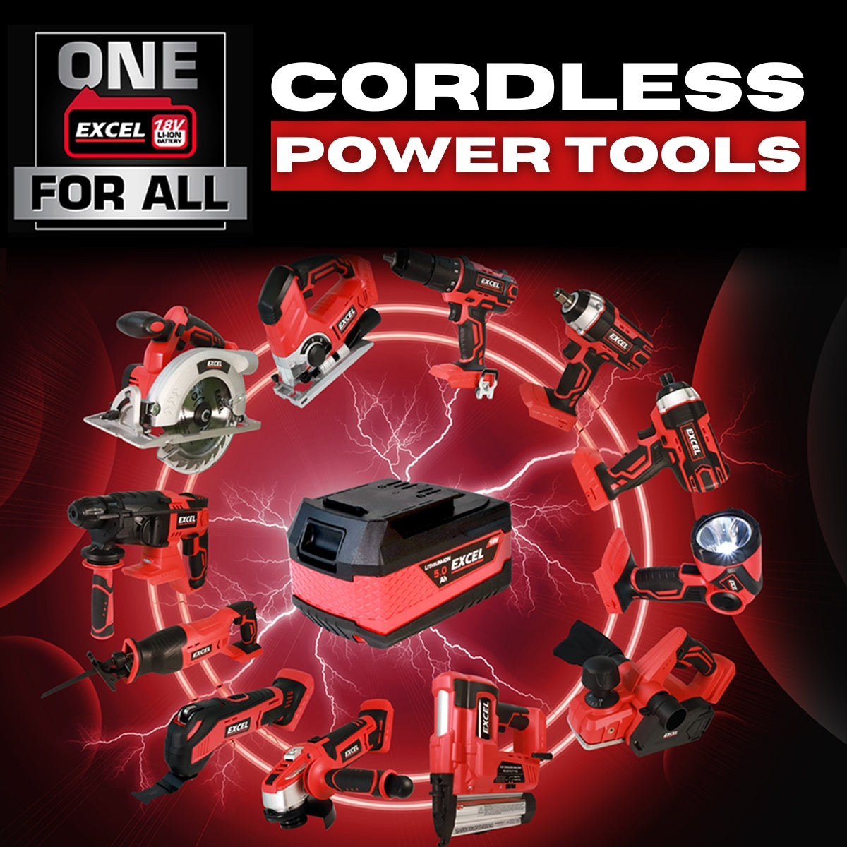 Excel 18V Cordless Brushless Combi Drill with 1 x 2.0Ah Battery & Charger