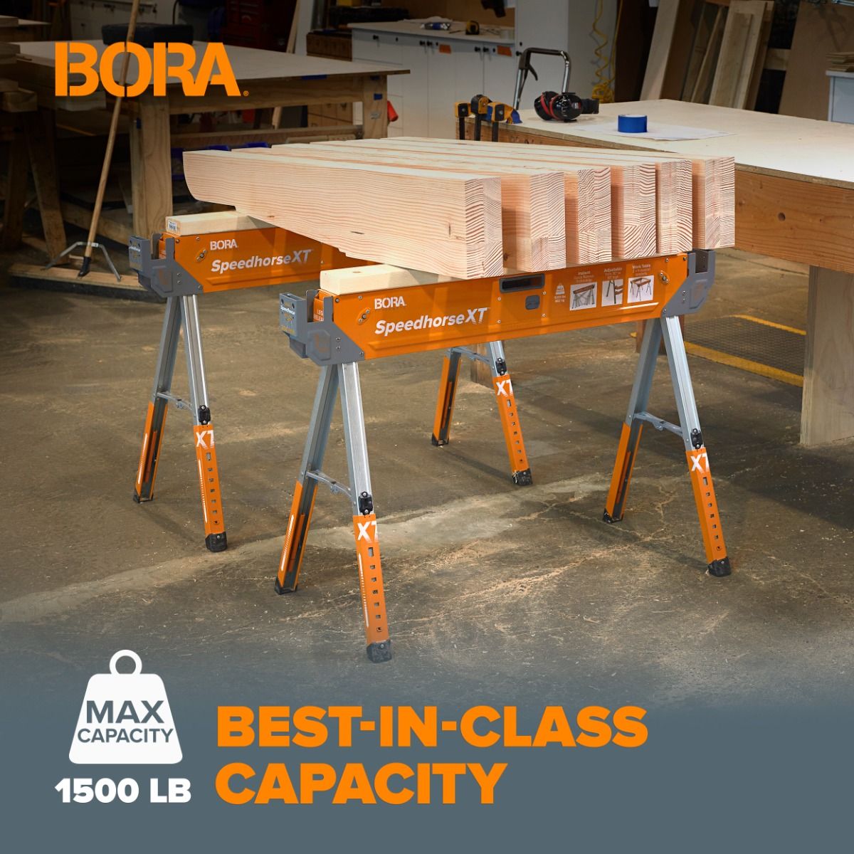 Bora Speedhorse Adjustable Sawhorse Pack of 2 - BR-PM-4550