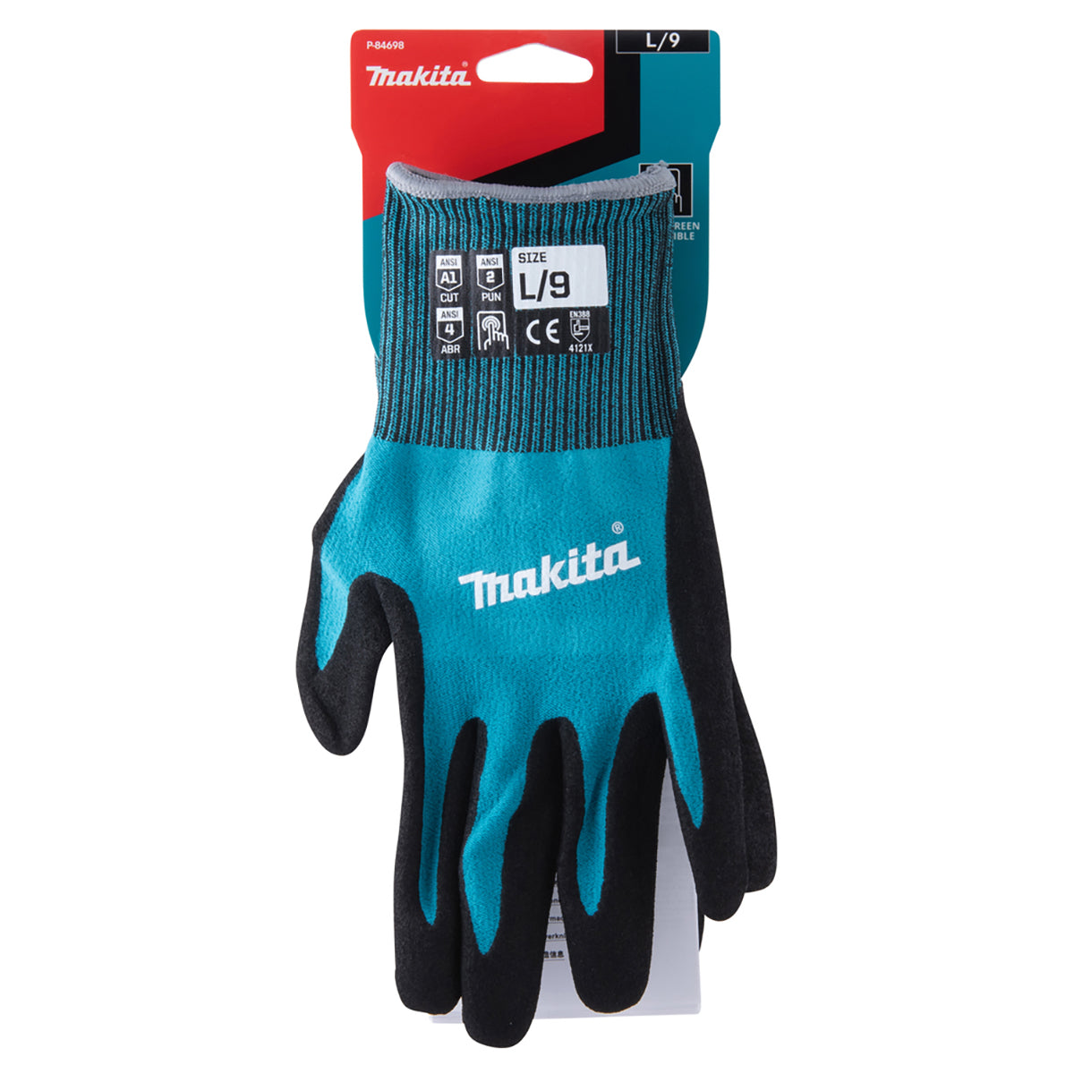 Makita P-84698 Fitknit™ Cut Level 1 Nitrile Coated Dipped Gloves Size Large