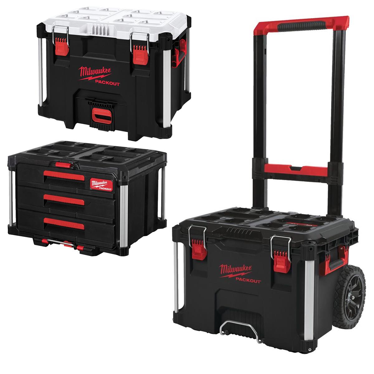 Milwaukee Packout Trolley Case With 3 Drawer Tool Box & 38L XL Cooler
