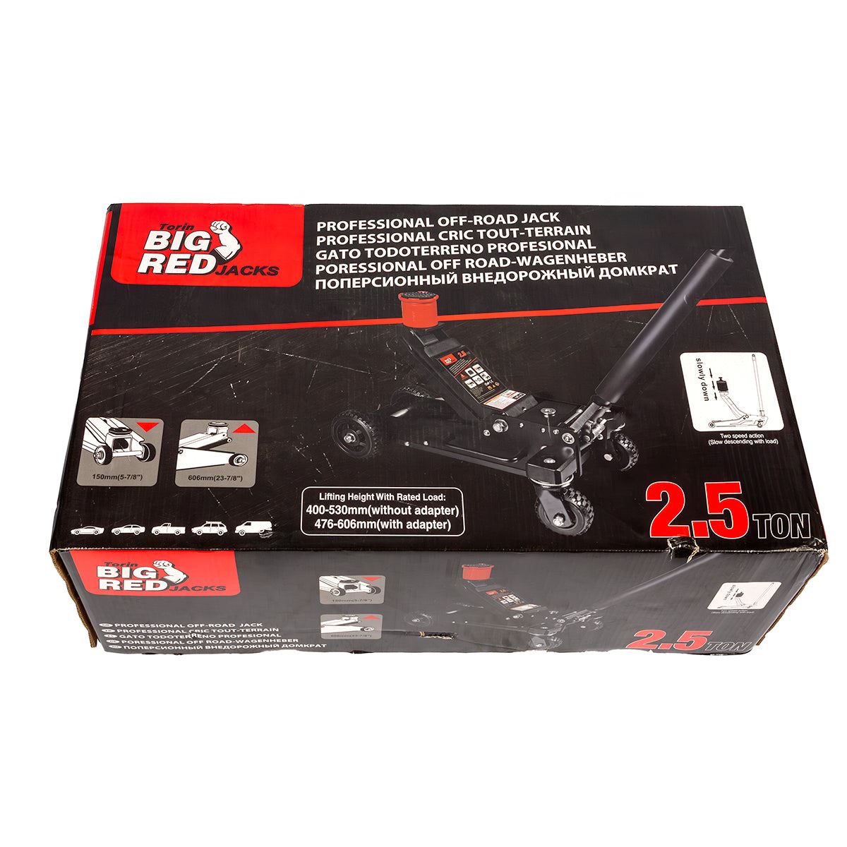 Big Red Torin 2.5-Ton Hydraulic Off-Road Jack, Lifting Range 150-606 mm