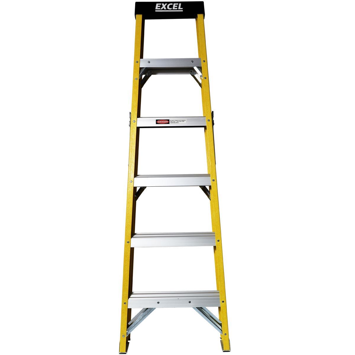 Excel Heavy Duty Fibreglass 6 Tread Ladder with 3 Step Hop Up Ladder