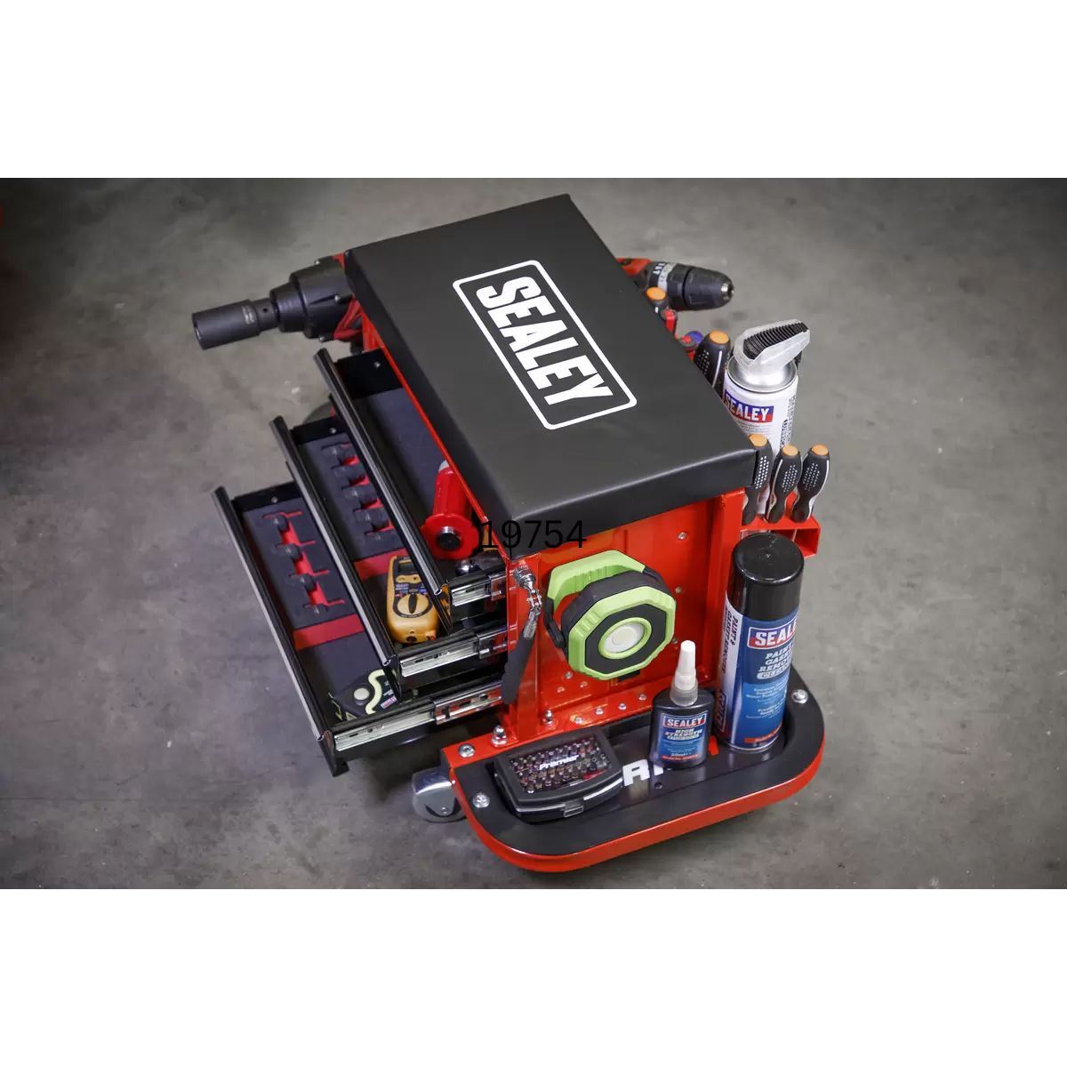 Sealey SCR18R Mechanic's Utility Seat & Toolbox - Red