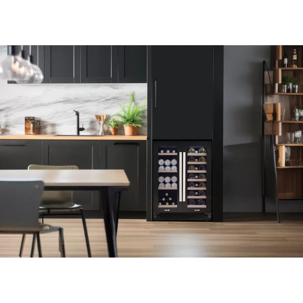 Sealey DH96 Baridi 40 Bottle/120 Can Dual Zone Undercounter/Freestanding Wine & Drinks Fridge Black 230V