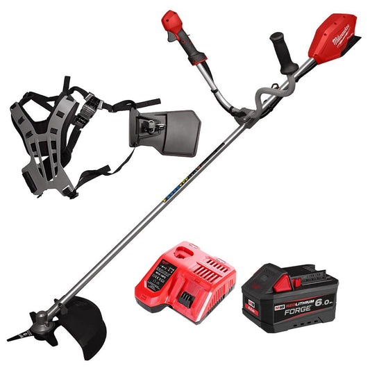 Milwaukee M18FBCU-0 M18 18V Brushless Brush Cutter With 1 x 6.0Ah Battery Charger & Harness
