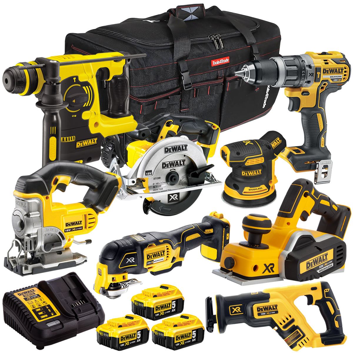 Dewalt 18V 8 Piece Cordless Combo Kit with 3 x 5.0Ah Battery & Charger T4TKIT-9879