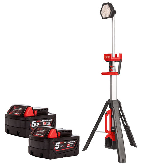 Milwaukee M18SAL2-0 18V LED Stand Light with 2 x 5.0Ah Battery