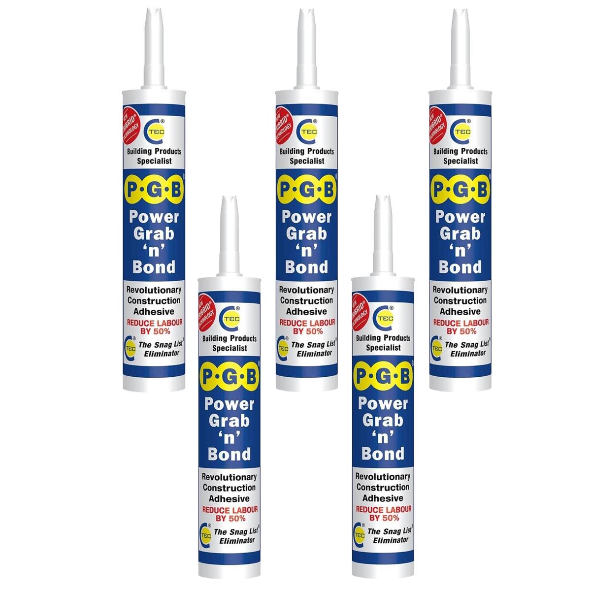 C-TEC PGB 290ml Power Grab ‘n’ Bond High Strength Grab Adhesive Pack of 5