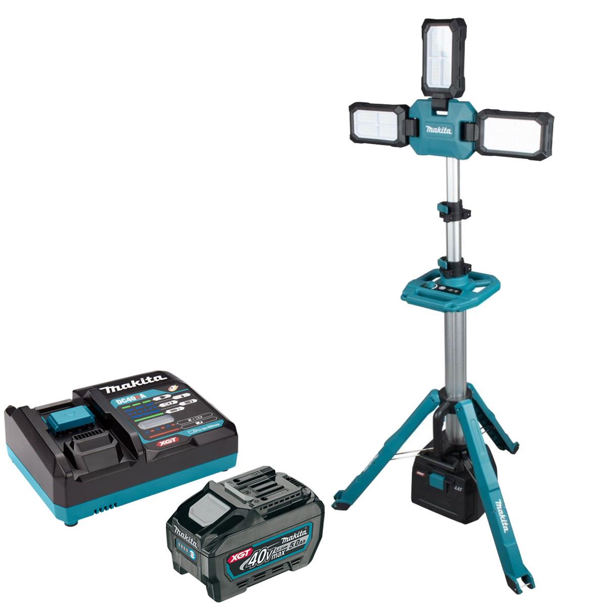 Makita ML014G 18V LXT / 40V XGT 15000 Lumen Tower Light with 1 x 5.0Ah Battery & Charger