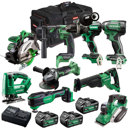 Hikoki 18V 9 Piece Power Tool Combo Kit with 3 x 5.0Ah Battery & Charger T4TKIT-27297