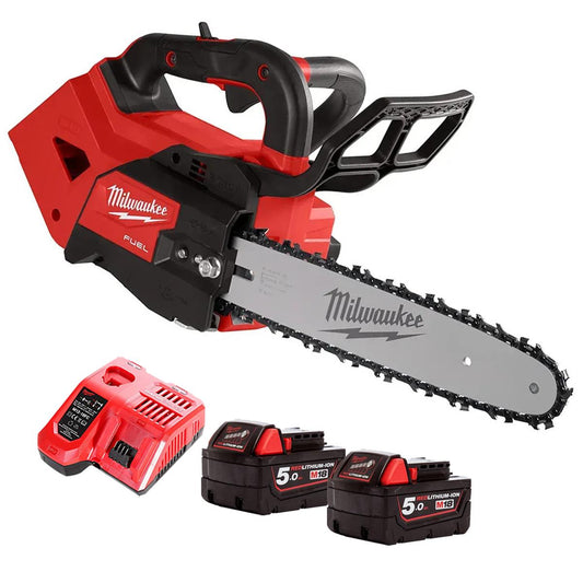 Milwaukee M18FTHCHS30-0 18V Brushless Top Handle Chainsaw With 2 x 5.0Ah Batteries & Charger