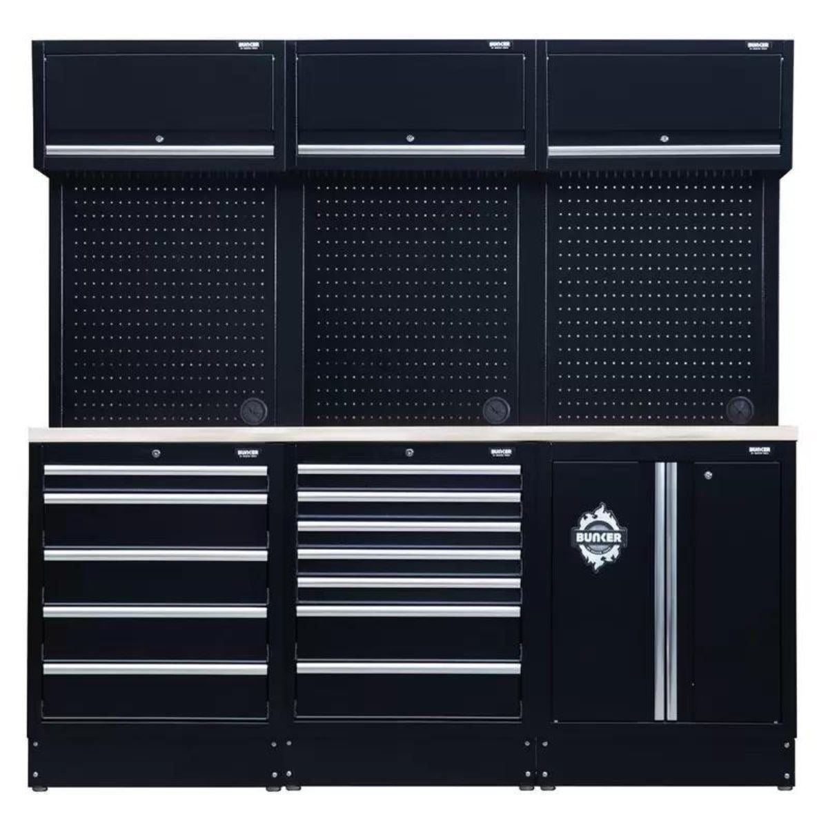 Draper MS400COMBO/14B BUNKER Modular Storage Combo with Stainless Steel Worktop 14 Piece 04415
