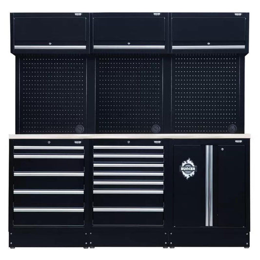 Draper MS400COMBO/14B BUNKER Modular Storage Combo with Stainless Steel Worktop 14 Piece 04415