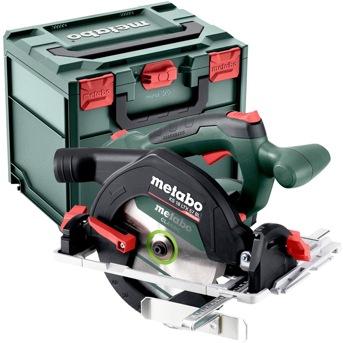 Metabo KS 18 LTX 57 BL 18V Brushless 165mm Circular Saw with 1 x 2.0Ah Battery Charger & Metabox