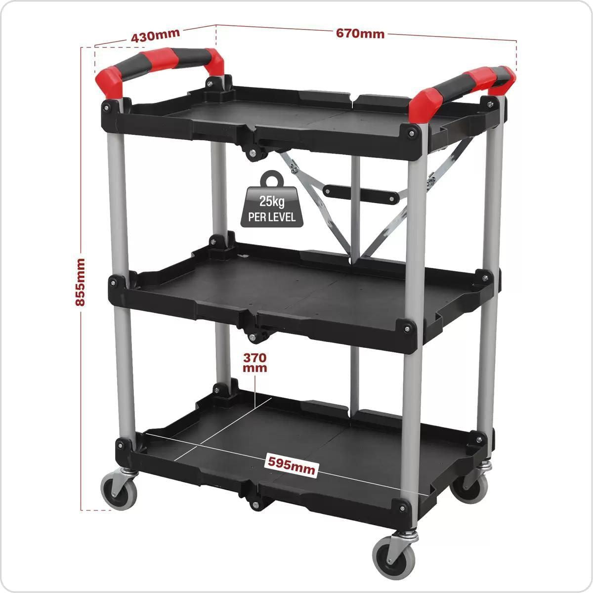 Sealey CX314 Folding Workshop Trolley 3 Level