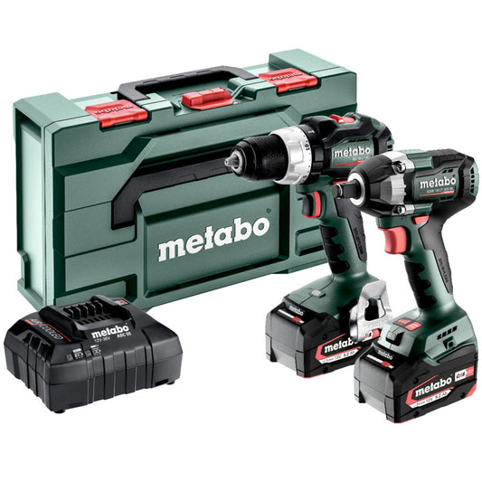 Metabo Combo Set 2.9.3 18V Brushless Drill Driver & Impact Wrench with 2 x 5.2Ah Battery, Charger & MetaBOX