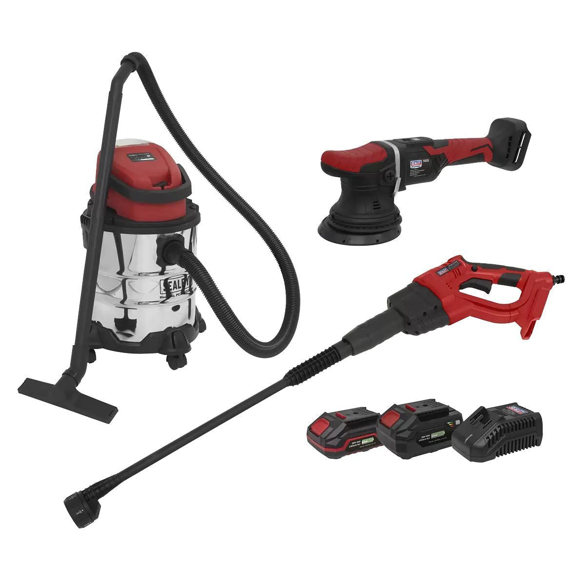 Sealey CP20VCOMBO10 3x20V Cordless Car Valeting Combo Kit -2 Batteries