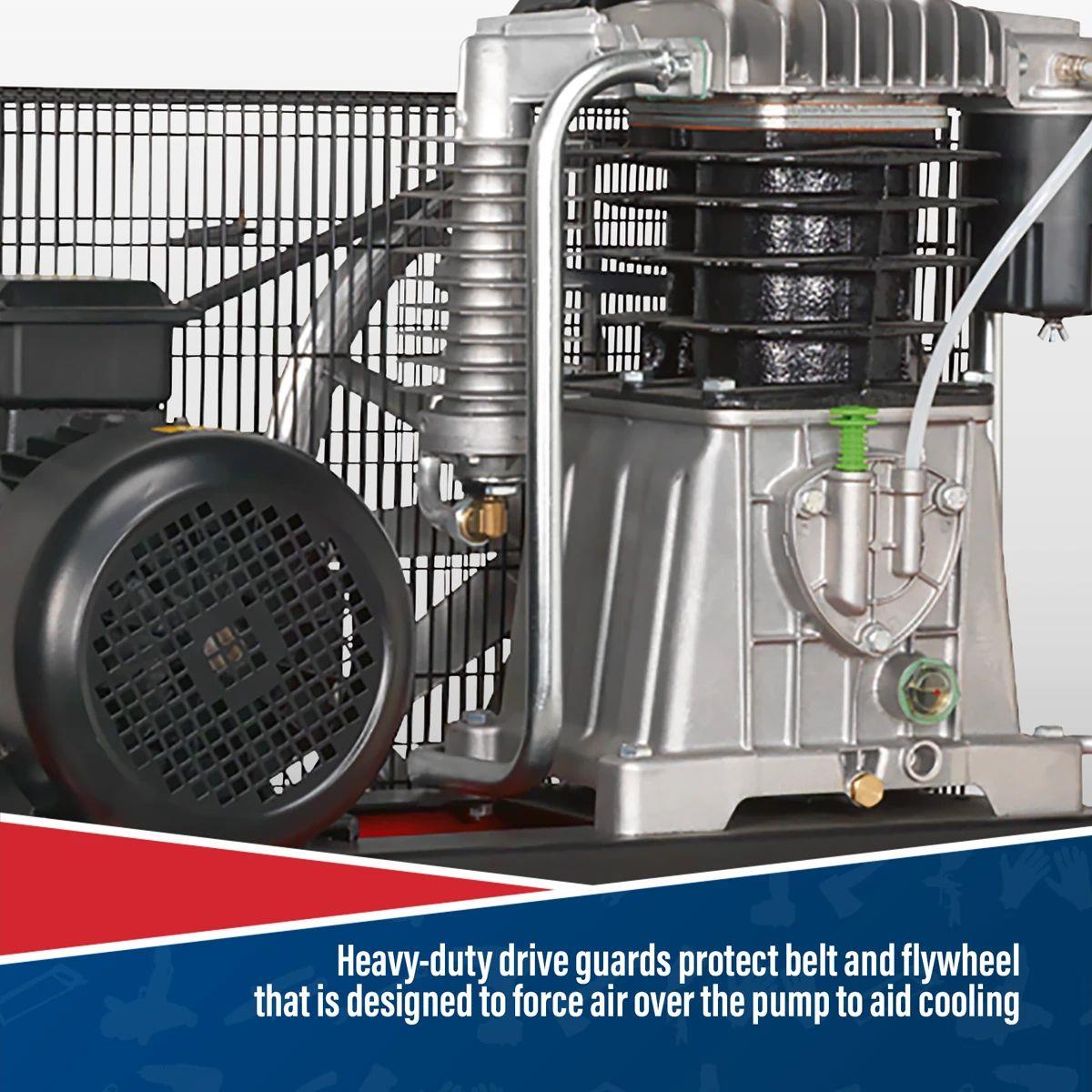 Sealey SAC55075B 500L Belt Drive Air Compressor with Cast Cylinders 415V/32A